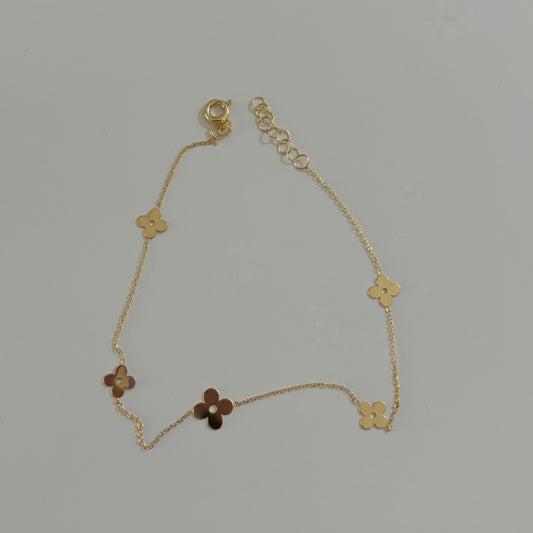 14K Gold Flower Anklet – Adjustable