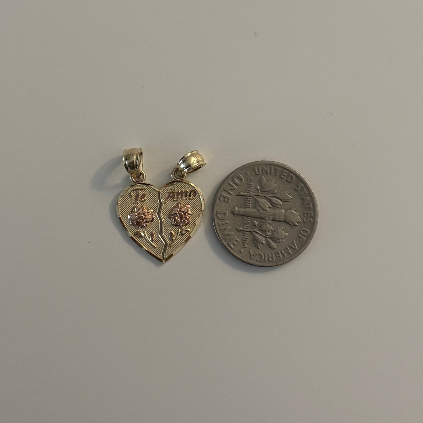 10K Gold Breakable Heart “Te Amo” Pendant