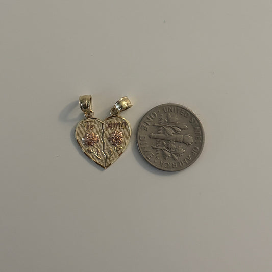 10K Gold Breakable Heart “Te Amo” Pendant