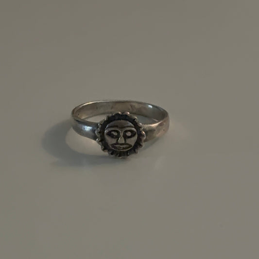 Sterling Silver 925 Sun Face Ring