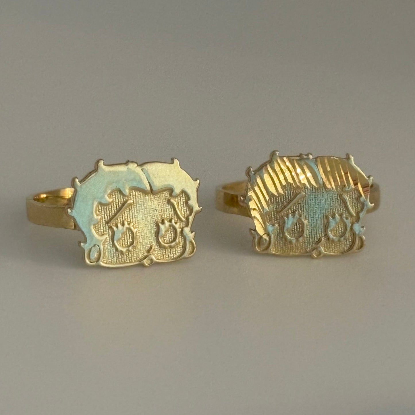 10K Gold Betty Boop Style Ring – Size 7 (Diamond-Cut or Polished)
