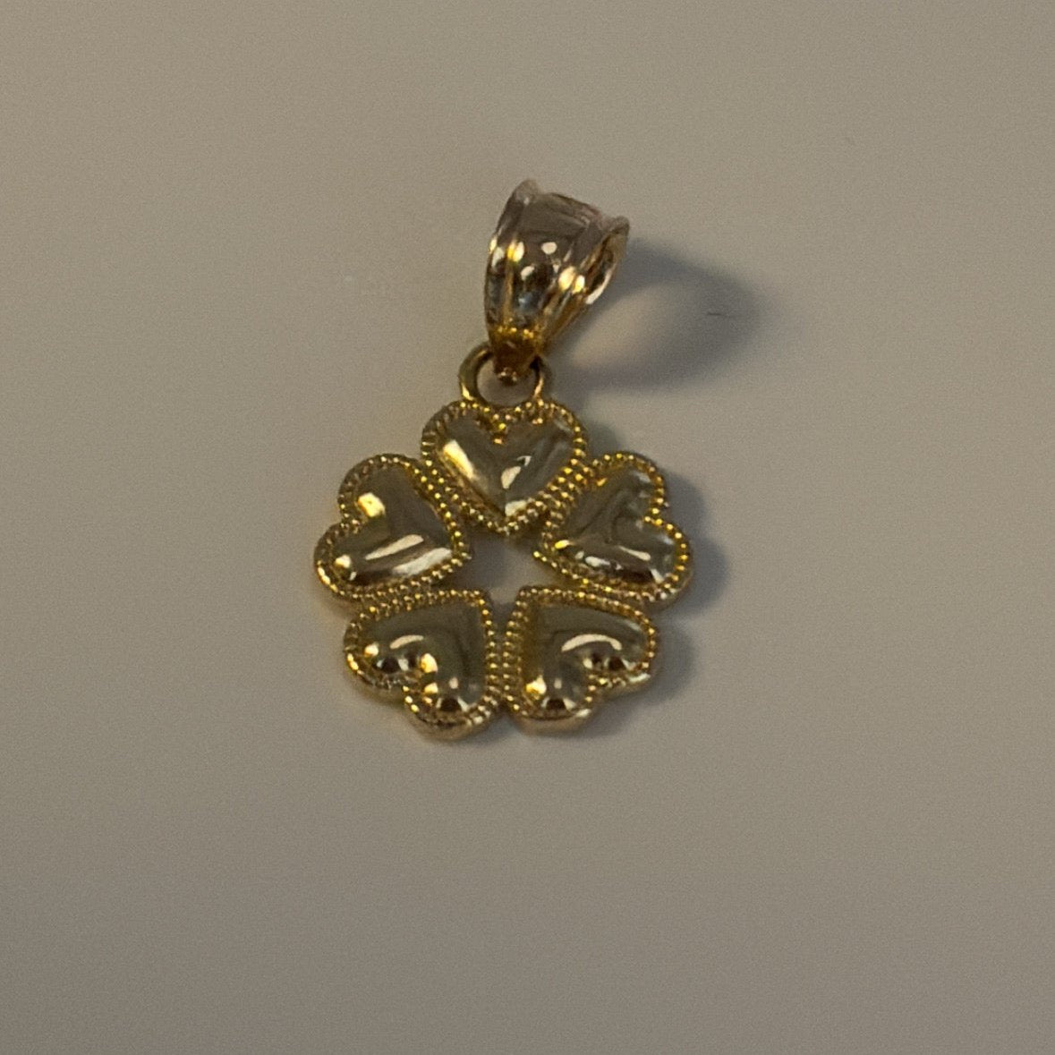 14K heart clover charm