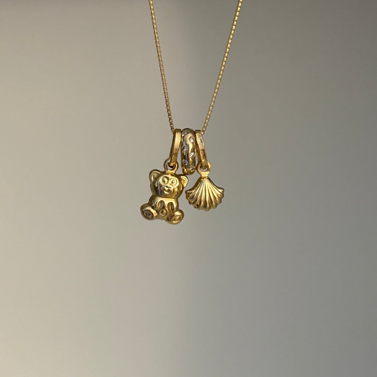 14K Solid Gold Puffy Teddy Bear Charm