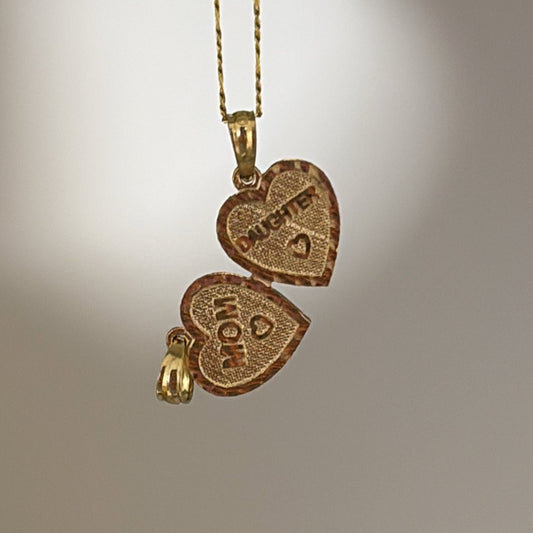 14k solid gold Mom and Daughter break-apart charm