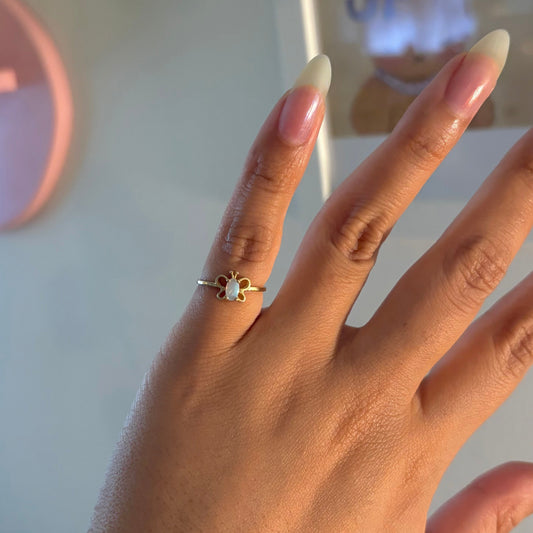 10K Yellow Gold Opal Butterfly Ring – Size 3.75