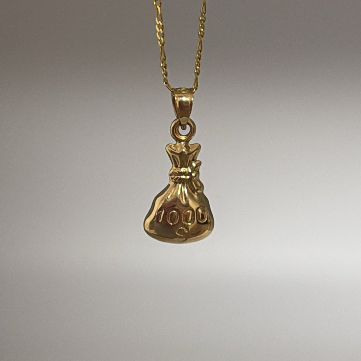 14K solid gold money bag charm