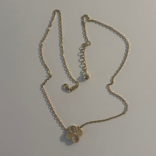 14K Yellow Gold Clover Necklace – 18”