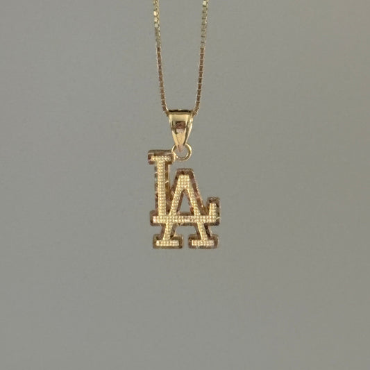 14K Gold LA Charm with Diamond Cut Details
