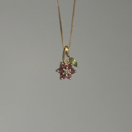 Vintage 10K Yellow Gold Multi-Gem Garnet Flower Cluster Pendant