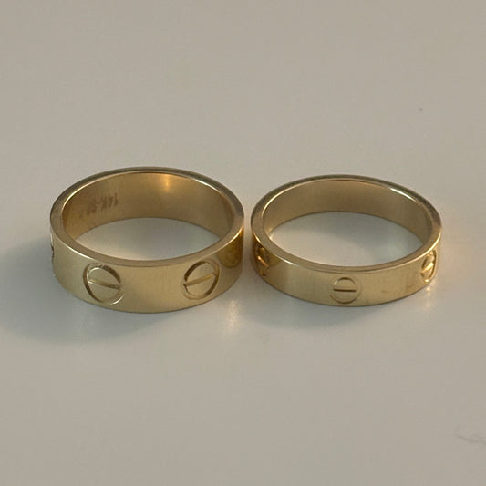 14K Yellow Gold Screw Motif Band Ring