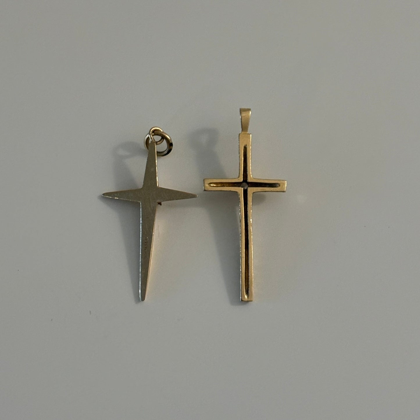 Vintage 14K Gold Diamond Cross Pendants