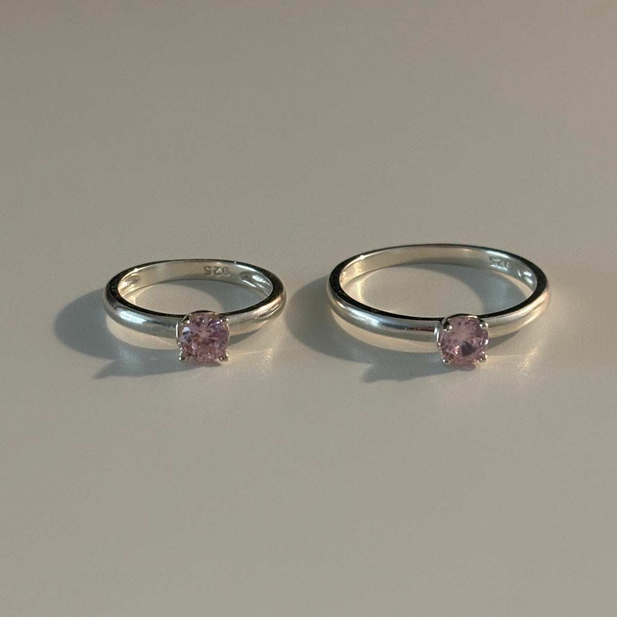 925 Sterling Silver Pink CZ Dainty Ring