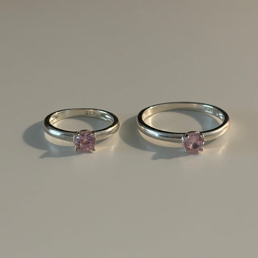 925 Sterling Silver Pink CZ Dainty Ring