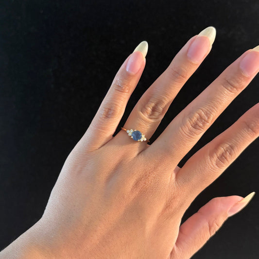 10K Yellow Gold Natural Sapphire & Diamond Ring – Size 6.75