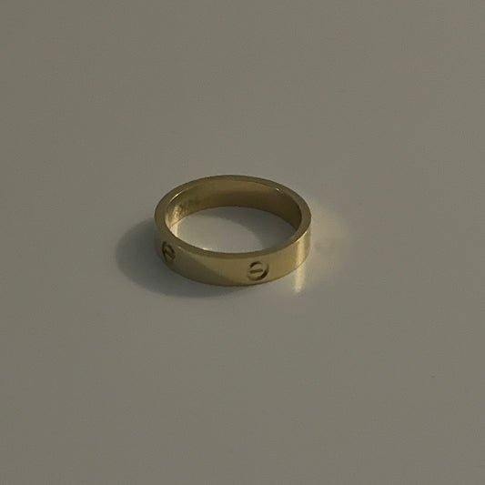 14K Yellow Gold Screw Motif Band Ring