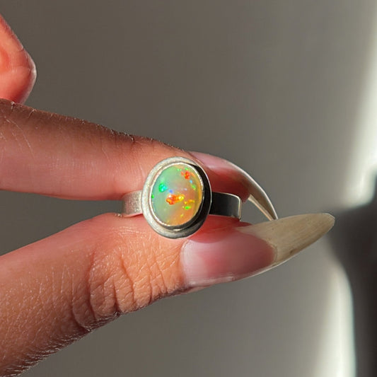 Sterling Silver Ethiopian Opal Cabochon Ring