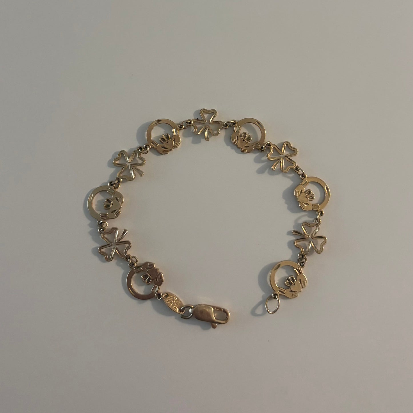 Vintage Michael Anthony 14K Gold Lucky Claddagh & Four-Leaf Clover Bracelet
