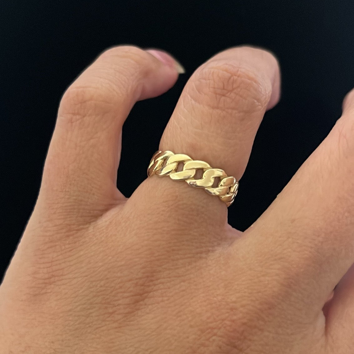 14k solid gold cuban ring