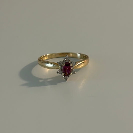 14K Yellow Gold Marquise Tourmaline & Diamond Ring
