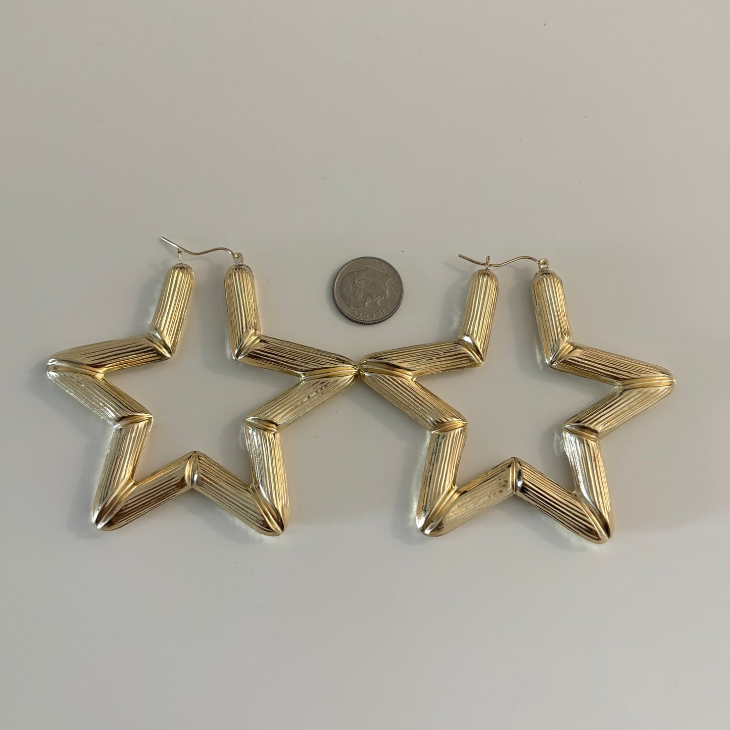 10K Yellow Gold Bamboo Star Earrings