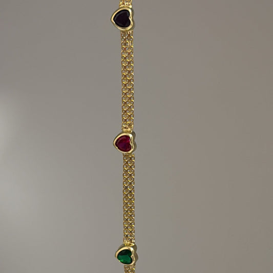 14k colorful heart bracelet