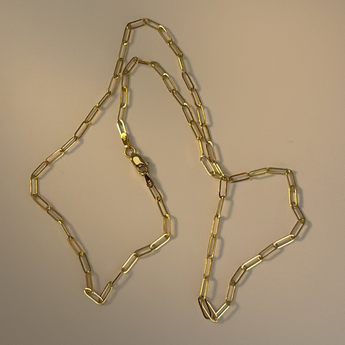 14k solid paperclip chain