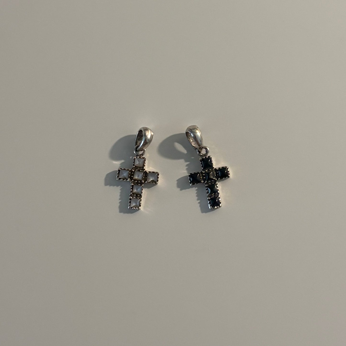 925 Sterling Silver Square Stone Cross Pendant