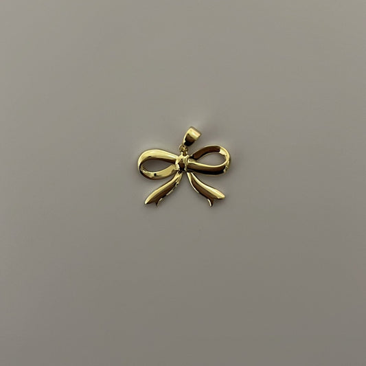 14K yellow solid gold bow charm