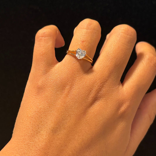14K Yellow Gold Heart CZ Ring