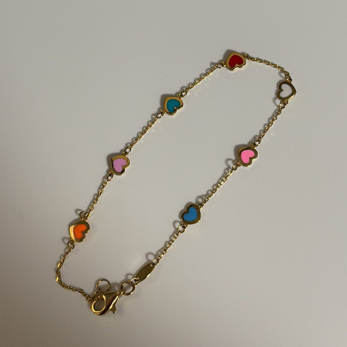 14K enamel heart bracelet