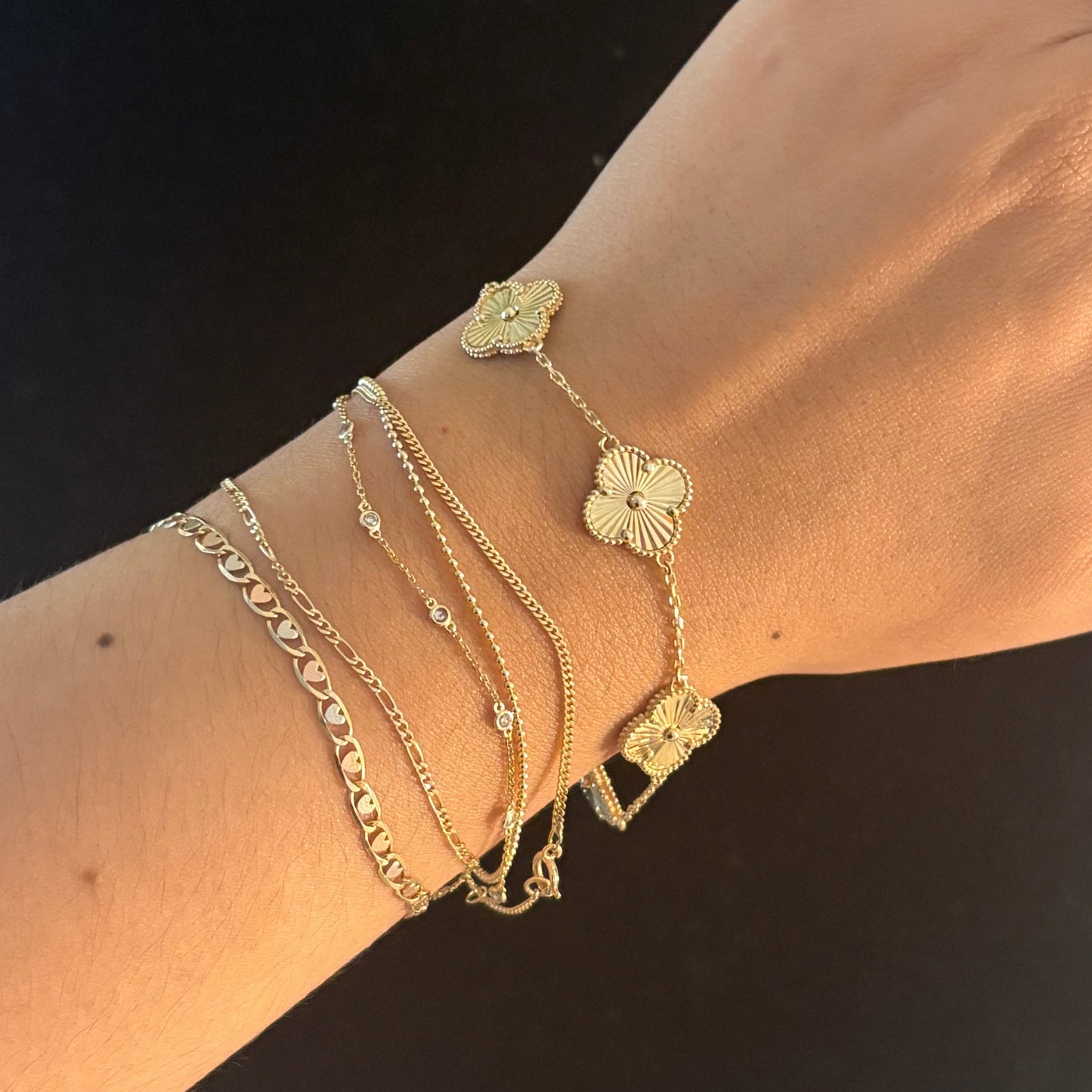 14K Yellow Gold Clover Bracelet – Inspired Design