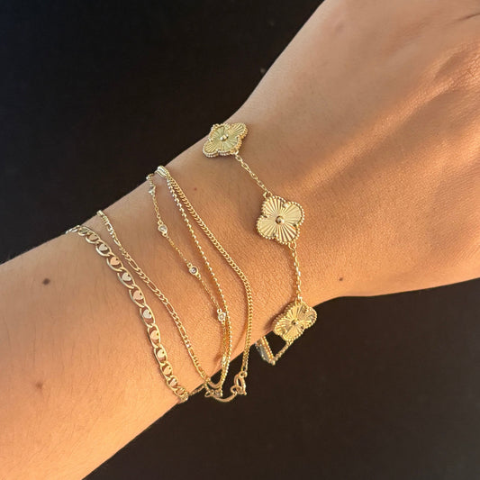 14K Yellow Gold Clover Bracelet – Inspired Design
