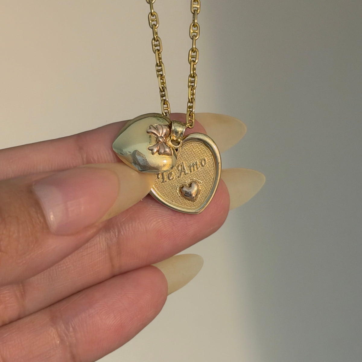14K Yellow Gold “I Am” Opening Heart Bow Charm