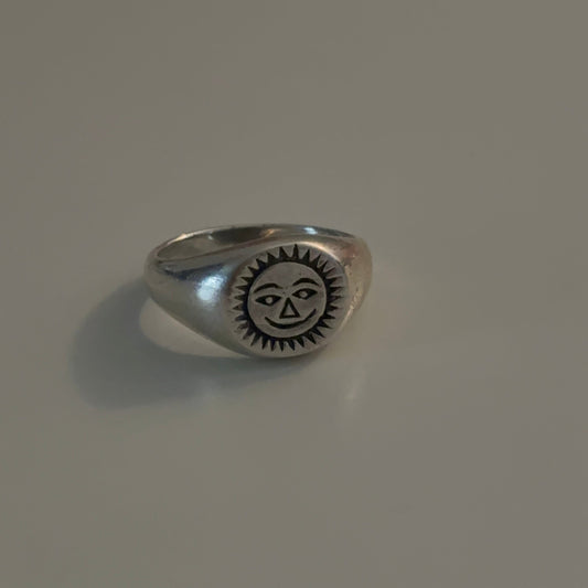 Sterling Silver 925 Sun Face Ring