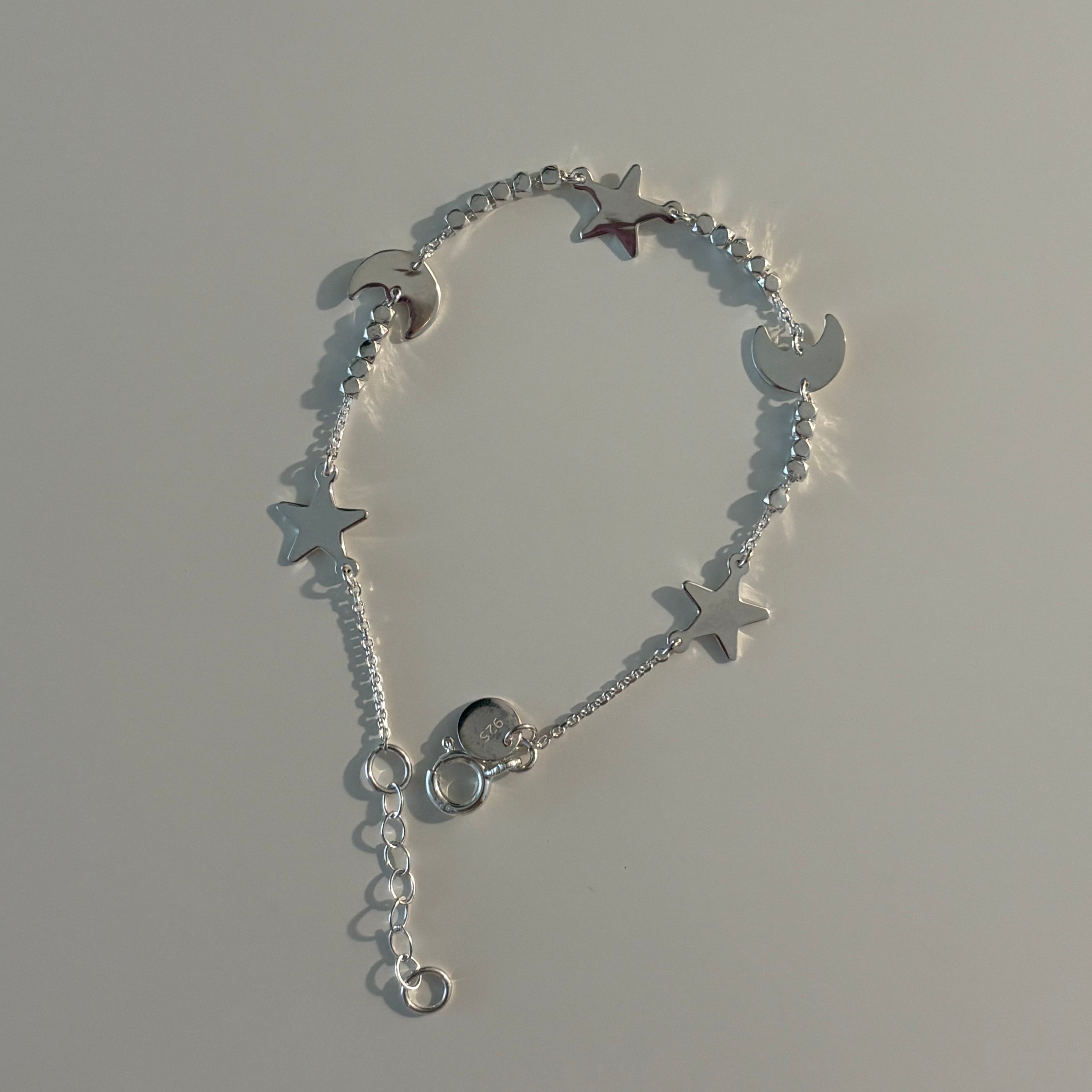925 Sterling Silver Moon & Star Bracelet | Celestial Jewelry