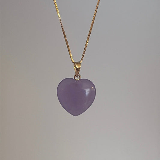 14k Gold Jade & Mother of Pearl Heart Pendants