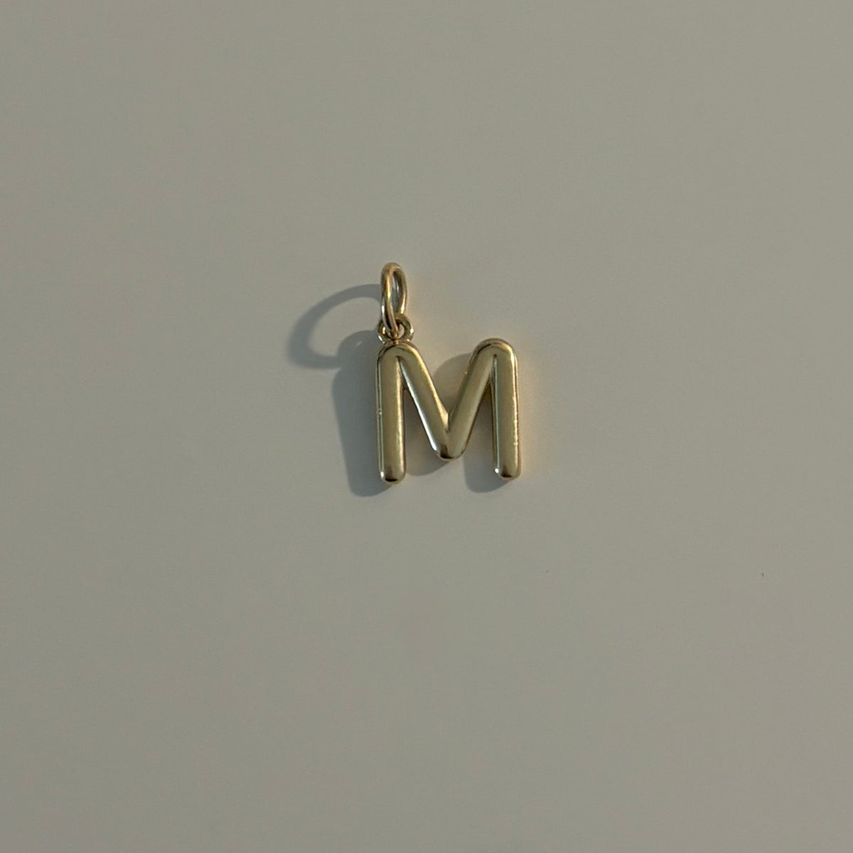 14K Yellow Gold Dangling Initial M Charm