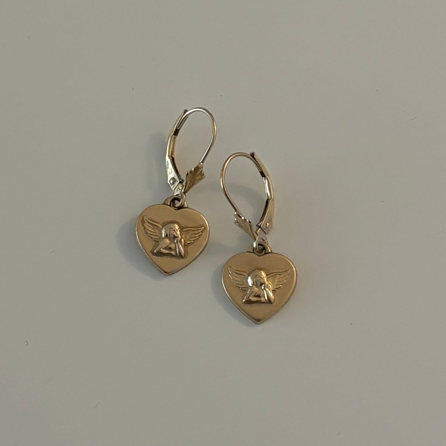 Vintage 14K Gold Cherub Heart Drop Earrings – Michael Anthony