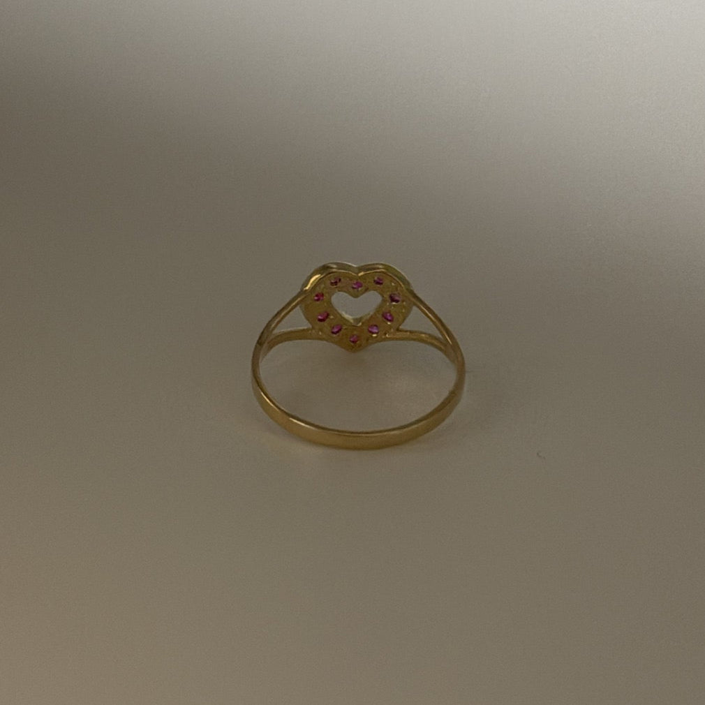 14k red heart ring