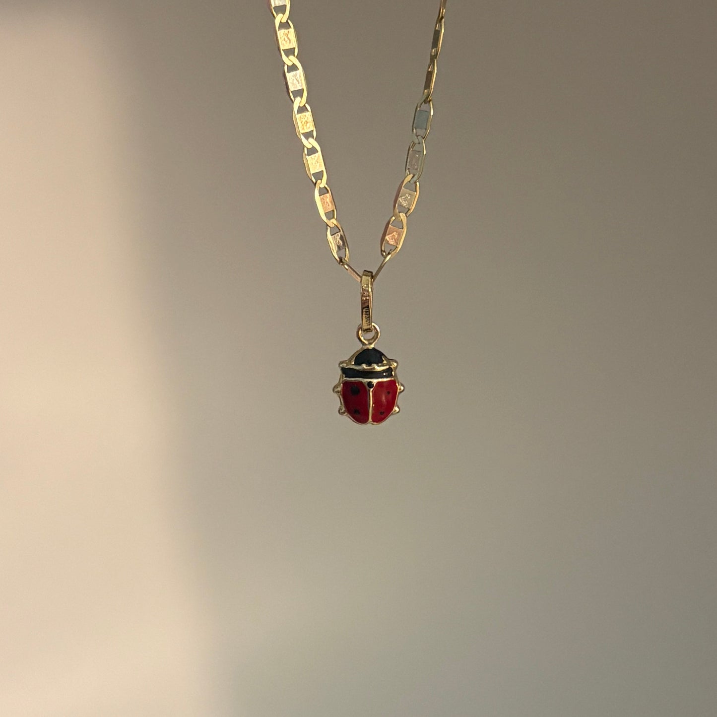 14K Yellow Gold Red & Black Enamel Ladybug Charm – Made in Italy