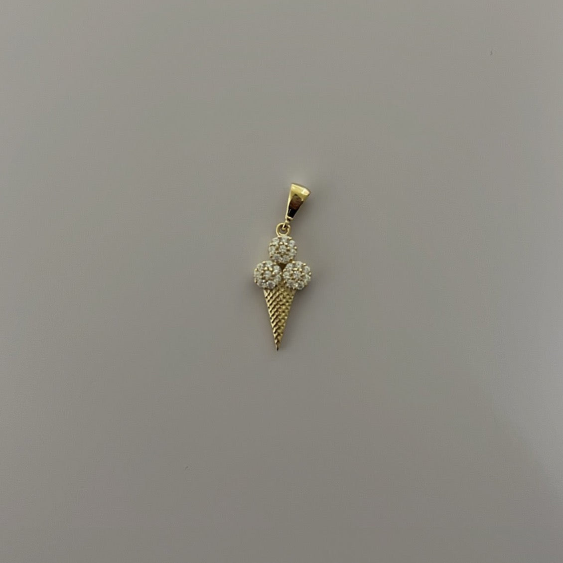 14K solid gold CZ ice cream charm