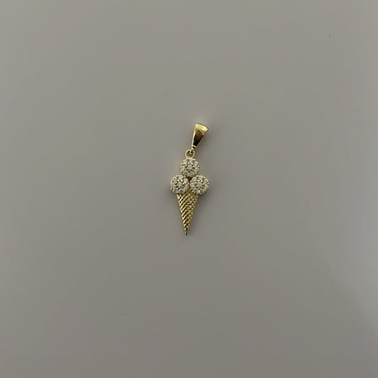 14K solid gold CZ ice cream charm