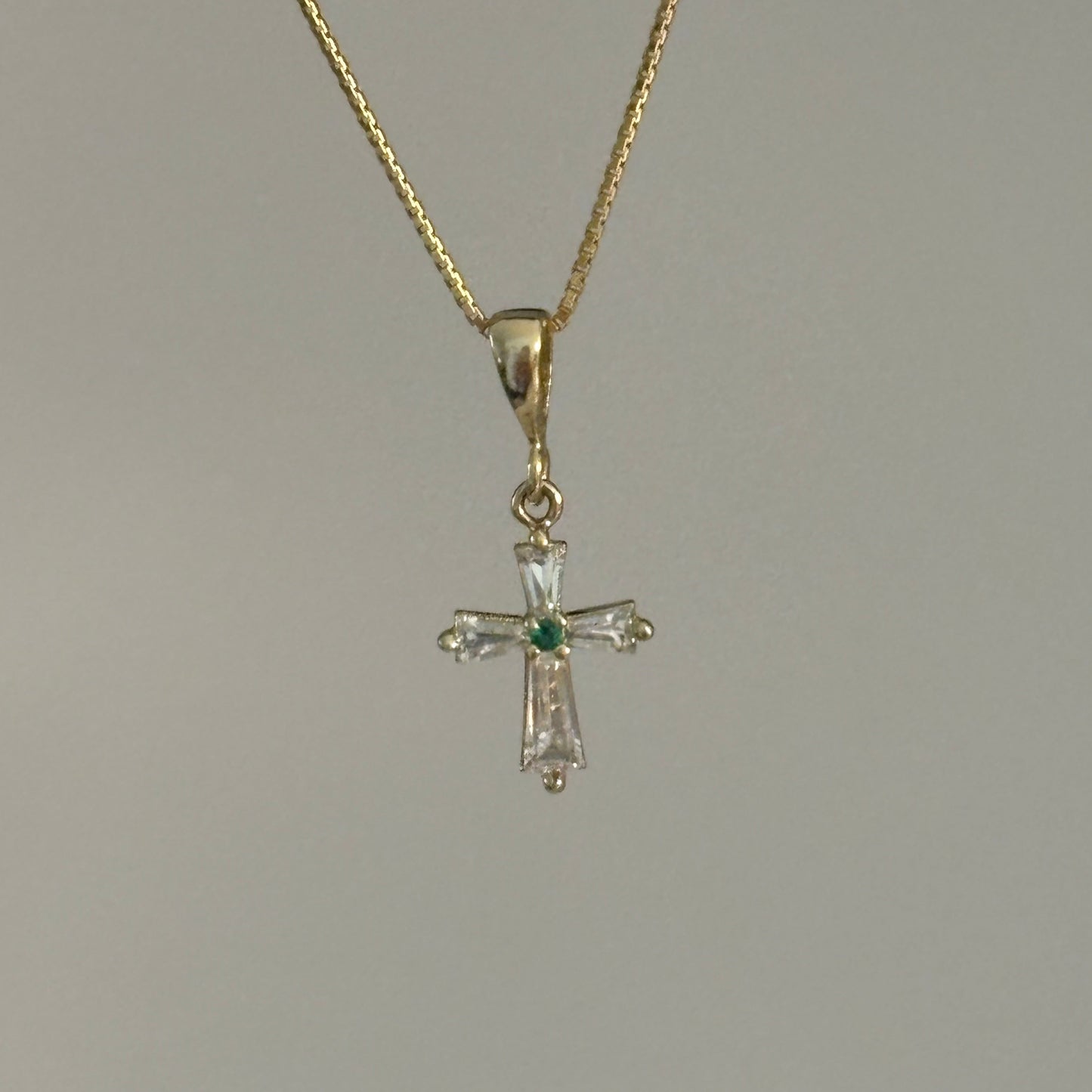 14K Gold Color Cubic Zirconia Cross Charm | Multiple Colors Available | 0.55g
