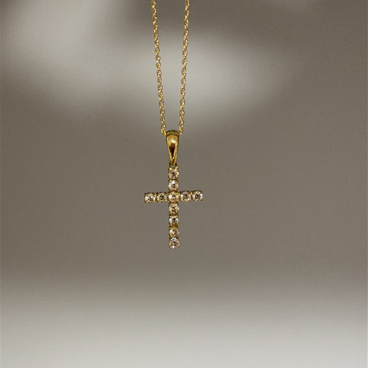 14k diamond cross necklace