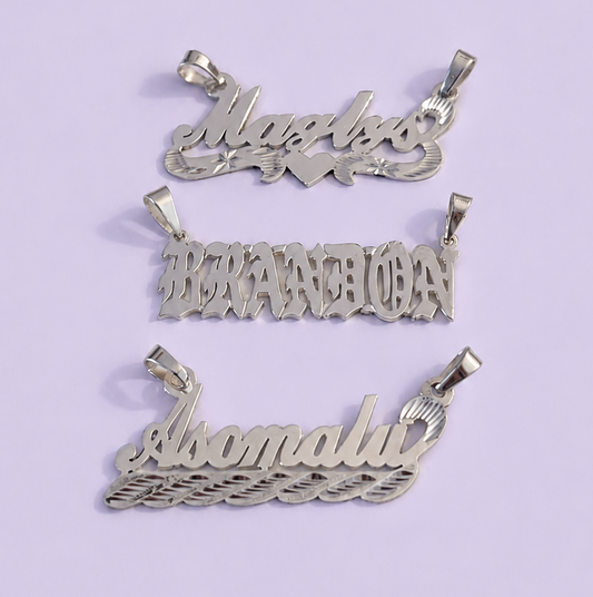 925 Sterling Silver Custom Nameplate Pendant – Personalized Name Design