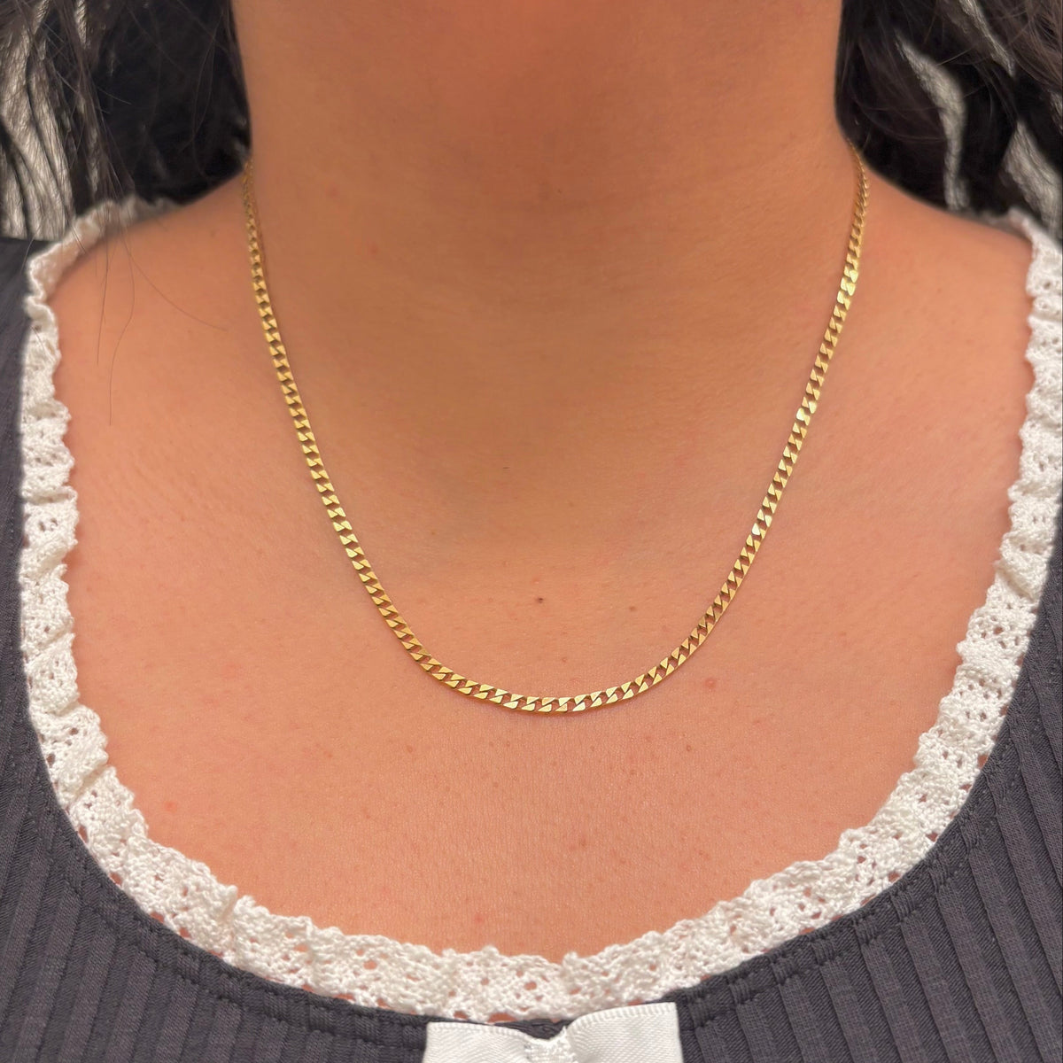 Vintage UnoAErre Italian 10K Yellow Gold Flat Curb Chain – 20”