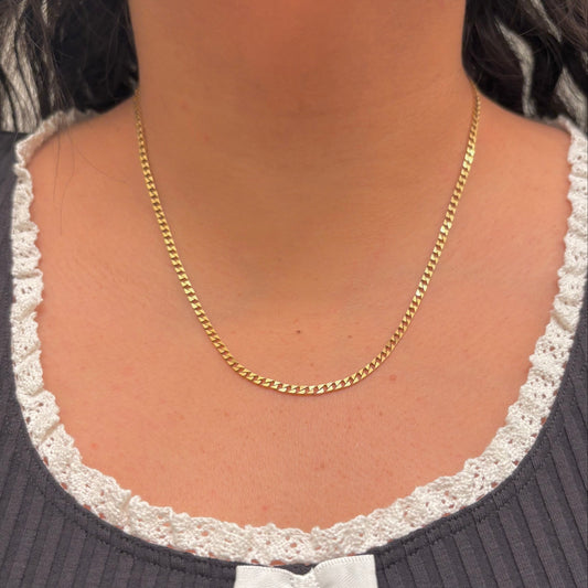 Vintage UnoAErre Italian 10K Yellow Gold Flat Curb Chain – 20”