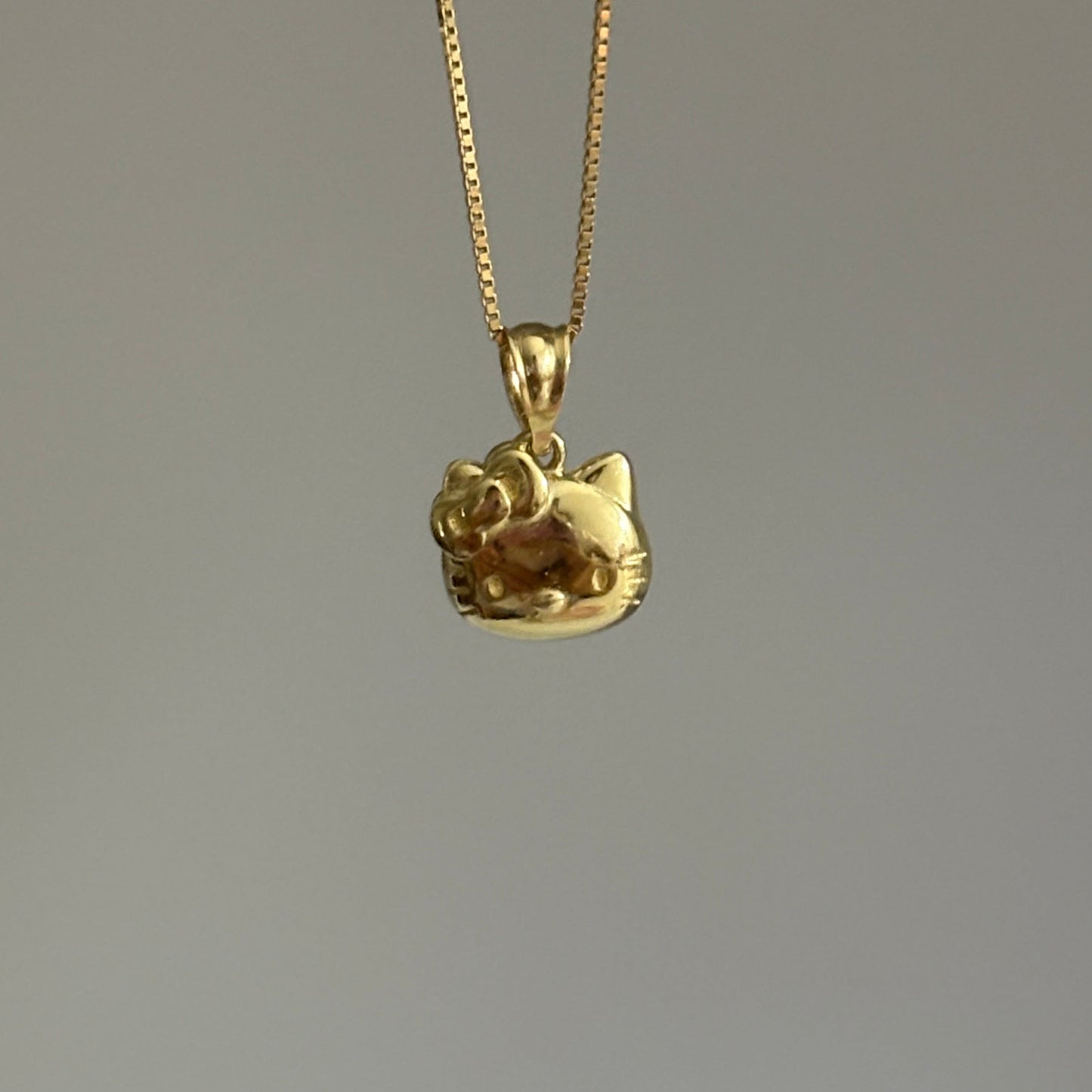 3D Hello Kitty Inspired Charm – 14K Yellow Gold, Reversible Head Pendant