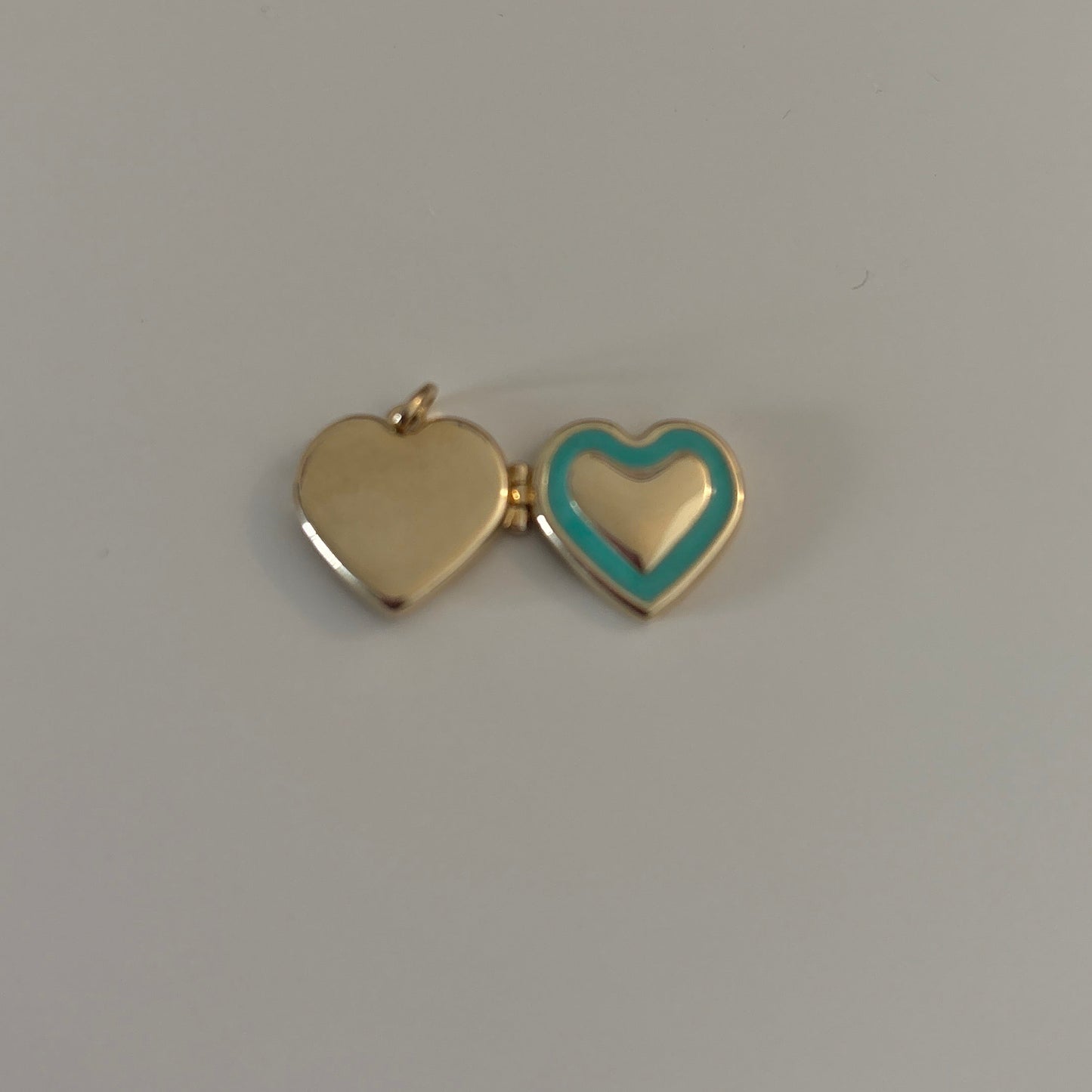 14K Gold Turquoise Enamel Heart Locket
