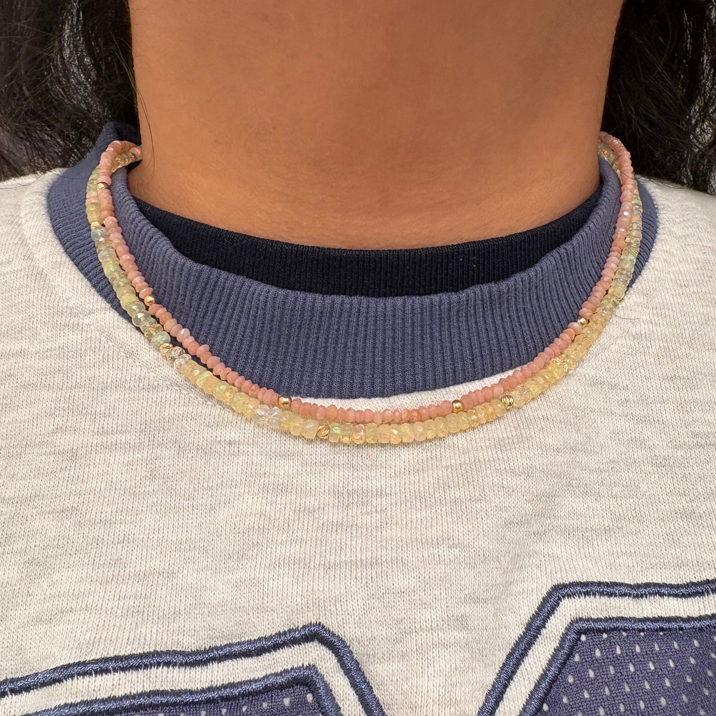 14K Gold Opal & Pink Opal Faceted Beaded Jewelry – Vintage-Inspired Collection